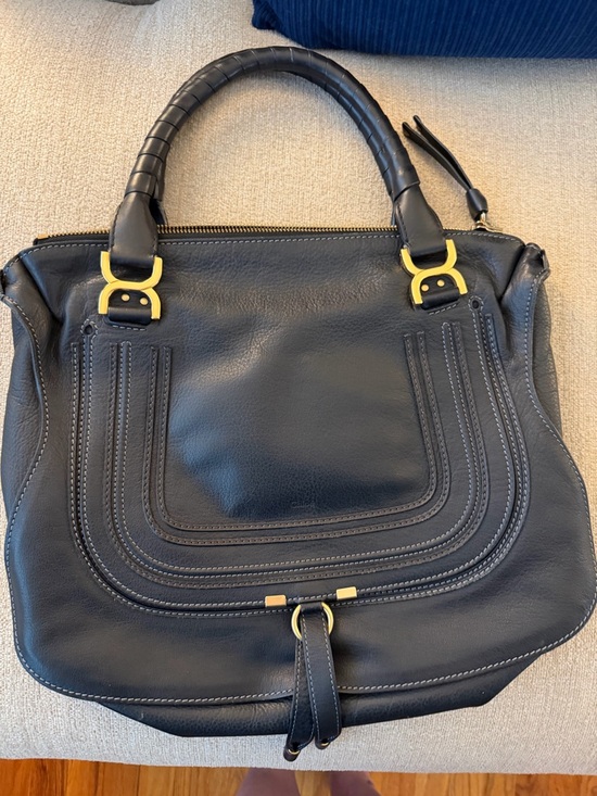 Handbags - Chloe Large Black Marcie Handbag with Gold Hardware - Women Bags